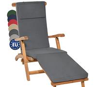 Beautissu Coussin Bain de Soleil 175x45x5 cm Loftlux DC - Matelas Bain de Soleil Housse Amovible - Coussin Transat Exterieur Chaise Longue Anthracite
