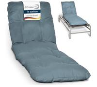 Beautissu Coussin Bain de Soleil 190x60 cm Flair RL - 8 cm Épais Coussin Chaise Longue pour Jardin Terrasse Balcon - Confortable Matelas Transat Exterieur - Bleu Pigeon