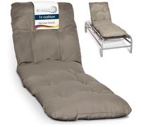 Beautissu Coussin Bain de Soleil 190x60 cm Flair RL - 8 cm Épais Coussin Chaise Longue pour Jardin Terrasse Balcon - Confortable Matelas Transat Exterieur - Taupe