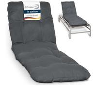 Beautissu Coussin Bain de Soleil 190x60 cm Flair RL - 8 cm Épais Coussin Chaise Longue pour Jardin Terrasse Balcon - Confortable Matelas Transat Exterieur - Anthracite
