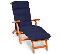 Beautissu Coussin Bain de Soleil 200x50x8 cm Flair DC - Matelas Transat Coussin Chaise Longue Exterieur pour Jardin Terrasse Balcon - Bleu foncé