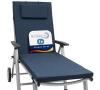 Beautissu Coussin Bain de Soleil 200x60x5cm Loft RL - Résistance UV Matelas Transat Exterieur Coussin Chaise Longue avec Fermeture Éclair - Bleu Foncé