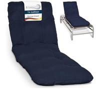 Beautissu Coussin Bain de Soleil Chaise Longue pour Jardin terrasse Balcon | 190x60cm bleu foncé 8cm épais matelas transat extérieur confortable meuble Flair RL