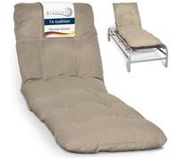 Beautissu Coussin Bain de Soleil épais Chaise Longue Jardin terrasse Balcon | 190x60cm 8cm nature confortable matelas transat extérieur pour Flair RL