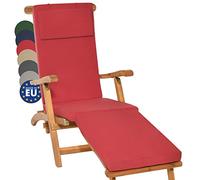 Beautissu Matelas de chaise longue de luxe LoftLux DC, 175 x 45 x 5 cm, rouge