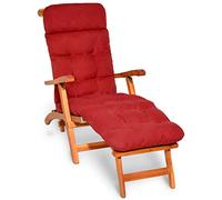 Beautissu Coussin Bain de Soleil Matelas transat Chaise Longue extérieur | 200x50x8cm rouge pour jardin terrasse balcon confortable pont Flair DC