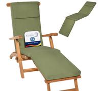 Beautissu Coussin Bain de Soleil Matelas transat extérieur Chaise Longue | 175x45x5cm vert olive housse amovible luxe LoftLux DC