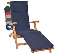 Beautissu Coussin Bain de Soleil transat extérieur Chaise Longue Housse | 175x45x5cm bleu matelas de amovible luxe Loftlux DC