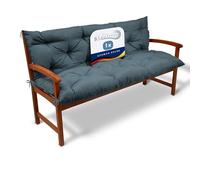 Beautissu Coussin Banc de Jardin Extérieur Terrasse Balcon Matelas | 150x50x50cm Bleu-Gris confortable dossier mobilier d'assise Flair BR