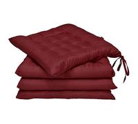 Beautissu Coussin Chaise Jardin épais pour intérieur et extérieur Lot idéal | 40x40x5cm rouge foncé confortable et de 4 rubans d'assise galette mobilier Lea
