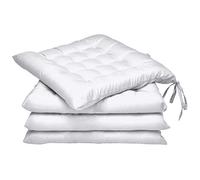 Beautissu Coussin Chaise Jardin Lea - Lot de 4 - Coussin Exterieur Confortable et épais - Idéal pour intérieur et extérieur - 40x40x5 cm - Blanc