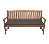 Beautissu Coussin de banc de jardin d'extérieur 180 x 48 x 5 cm, résistant à la saleté et à l'eau, pour balancelle de jardin, lavable, avec housse amovible, chaise longue, gris graphite, base BK
