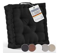 Beautissu Coussin de Sol Coussin d'assise Matelas 100% Coton avec poignée | 50x50cm épais 10cm noir 100% de chaise de transport intérieur & extérieur Beauitssu Coussins méditation galette Mila