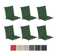 Beautissu Coussin dossier bas Loft NL Set de 6 100x50x6cm Vert foncé - Coussin chaise bas - Coussin exterieur jardin