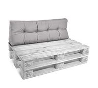 Beautissu Coussin Dossier Euro Palette 120x40x10-20 cm ECO Style - 1x Coussin Matelas Palette Gris Clair Coussin Lounge Extérieur & Intérieur Coussin pour Canape Salon Jardin Coussin Banquette