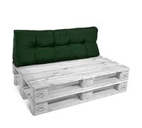 Beautissu Coussin Dossier Euro Palette Lounge pour canapé Salon Jardin | 120x40x10-20cm vert foncé 1x matelas extérieur intérieur ECO Banquette rembourré Style