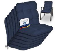 Beautissu Coussin Exterieur Jardin Chaise Fauteuil transat terrasse Balcon | 100x50x8cm bleu foncé dossier standard Set de 6 Coussins bas galette d'assise Flair NL