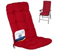 Beautissu Coussin Extérieur Jardin Chaise pour Fauteuil transat terrasse | 120x50x8cm Rouge Dossier Haut de Balcon assise Flair HL