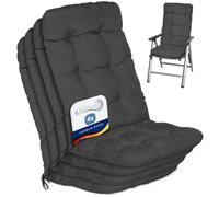 Beautissu Coussin Exterieur Jardin Dossier Haut Set de 4 pour Chaise Balcon | 120x50x8cm Anthracite terrasse ou Balcon Coussins Fauteuil transat assise gris graphite Flair HL