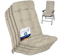 Beautissu Coussin Exterieur Jardin Dossier Haut Set de 4 pour Chaise Balcon | 120x50x8cm Nature terrasse ou Balcon Coussins Fauteuil transat assise Flair HL