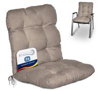 Beautissu Coussin Exterieur Jardin Dossier Standard pour Chaise Fauteuil | 100x50x8cm Taupe pour terrasse ou Balcon transat rembourrage assise Flair NL