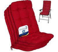 Beautissu Coussin Exterieur Jardin Flair HL - Set 4 Coussins Chaise Jardin 120x50x8cm, Rouge