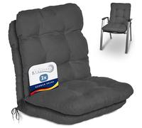 Beautissu Coussin Exterieur Jardin Flair NL - Set de 2 Coussins Chaise Jardin pour Chaise, Fauteuil ou transat de Jardin, terrasse ou Balcon - 100x50x8cm - Dossier Standard - Anthracite