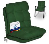 Beautissu Coussin Exterieur Jardin Flair NL - Set de 2 Coussins Chaise Jardin pour Chaise, Fauteuil ou transat de Jardin, terrasse ou Balcon - 100x50x8cm - Dossier Standard - Vert foncé