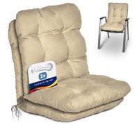 Beautissu Coussin Exterieur Jardin Flair NL - Set de 2 Coussins Chaise Jardin pour Chaise, Fauteuil ou transat de Jardin, terrasse ou Balcon - 100x50x8cm - Dossier Standard - Nature