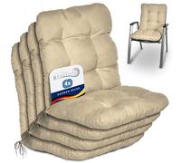 Beautissu Coussin Exterieur Jardin Flair NL - Set de 4 Coussins Chaise Jardin pour Chaise, Fauteuil ou transat de Jardin, terrasse ou Balcon - 100x50x8cm - Dossier Standard - Nature