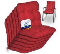 Beautissu Coussin Exterieur Jardin Flair NL - Set de 6 Coussins Chaise Jardin pour Chaise, Fauteuil ou transat de Jardin, terrasse ou Balcon - 100x50x8cm - Dossier Standard - Rouge