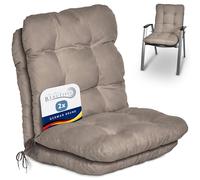 Beautissu coussin extérieur jardin set de 2 coussins chaise pour fauteuil | 100x50x8cm taupe dossier standard pour transat de terrasse ou balcon bas assise Flair NL