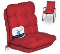 Beautissu Lot de 2 coussins pour fauteuil à dossier bas Flair NL, 100 x 50 x 8 cm, rouge