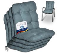 Beautissu coussin extérieur jardin set de 4 pour chaise fauteuil ou transat | 100x50x8cm bleu pigeon dossier standard pour terrasse ou balcon Coussins basse assise galette Flair NL