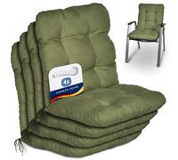 Beautissu coussin extérieur jardin set de 4 pour chaise fauteuil ou transat | 100x50x8cm vert olive dossier standard pour terrasse ou balcon Coussins basse assise galette Flair NL