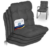 Beautissu Coussin Extérieur Jardin Set de 4 pour Chaise Fauteuil transat | 100x50x8cm anthracite dossier standard coussins pour terrasse balcon bas d'assise galette Flair NL
