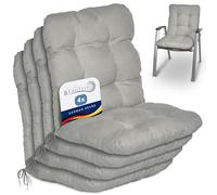 Beautissu Coussin Extérieur Jardin Set de 4 pour Chaise Fauteuil transat | 100x50x8cm gris clair dossier standard coussins pour terrasse balcon bas d'assise galette Flair NL