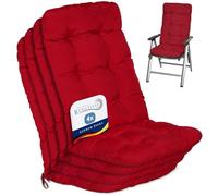 Beautissu Coussin Extérieur Jardin Set de 4 pour Chaise Fauteuil transat | 120x50x8cm rouge dossier haut coussins pour terrasse balcon assise galette Flair HL