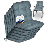 Beautissu coussin extérieur jardin set de 6 pour chaise fauteuil ou transat | 100x50x8cm bleu pigeon dossier standard pour terrasse ou balcon Coussins basse d'assise galette Flair NL