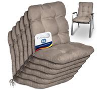Beautissu coussin extérieur jardin set de 6 pour chaise fauteuil ou transat | 100x50x8cm taupe dossier standard pour terrasse ou balcon Coussins basse assise galette Flair NL