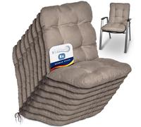 Beautissu coussin extérieur jardin set de 8 pour chaise fauteuil ou transat | 100x50x8cm taupe dossier standard pour terrasse ou balcon Coussins basse d'assise galette Flair NL