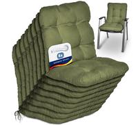 Beautissu coussin extérieur jardin set de 8 pour chaise fauteuil ou transat | 100x50x8cm vert olive dossier standard pour terrasse ou balcon Coussins basse d'assise galette Flair NL