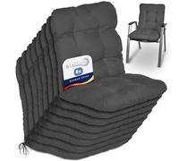 Beautissu Coussin extérieur Jardin Set de 8 pour Chaise Fauteuil transat | 100x50x8cm anthracite terrasse balcon dossier standard Coussins siège bas galette Flair NL