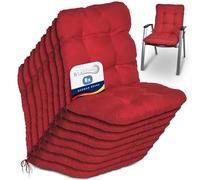 Beautissu Coussin extérieur Jardin Set de 8 pour Chaise Fauteuil transat | 100x50x8cm rouge terrasse balcon dossier standard Coussins galette assise Flair NL