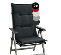 Beautissu Lot de 2 coussins d'assise pour fauteuils à dossier haut Base HL, 120 x 50 x 6 cm, gris graphite