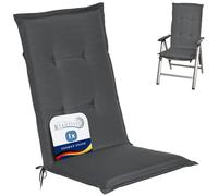 Beautissu Coussin Haut Dossier pour Chaise Fauteuil Jardin extérieur Assise | 120x50cm anthracite rembourrage 6cm extra doux résistant à la lumière UV confortable mousse meuble galette Loft HL