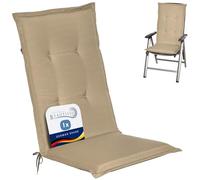 Beautissu Coussin Haut Dossier pour Chaise Fauteuil Jardin extérieur Assise | 120x50cm nature rembourrage 6cm extra doux résistant à la lumière UV confortable mobilier d'assise galette Loft HL