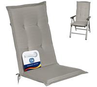 Beautissu Coussin Haut Dossier pour Chaise Jardin 120x50 cm Loft HL - 6 cm Rembourrage Extra Doux & Résistant à la Lumière UV - Confortable Coussin Assise Fauteuil Jardin Exterieur Gris Clair