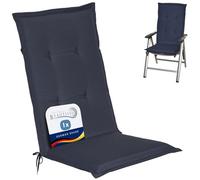 Beautissu Coussin Haut Dossier pour Chaise Jardin 120x50 cm Loft HL - 6 cm Rembourrage Extra Doux & Résistant à la Lumière UV - Confortable Coussin Assise Fauteuil Jardin Exterieur Bleu Foncé