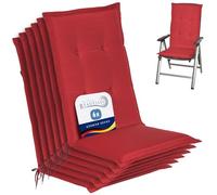 Beautissu Coussin Haut Dossier pour Chaise Jardin Exterieur Fauteuil Set | 120x50cm rouge rembourrage extra doux resistant a la lumiere UV confortable assise 6cm Résistant Lumière galette Loft HL